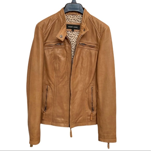 NWOT Black Rivet 100% Lamb Leather Moto Jacket w/Floral Lining - Picture 3 of 5